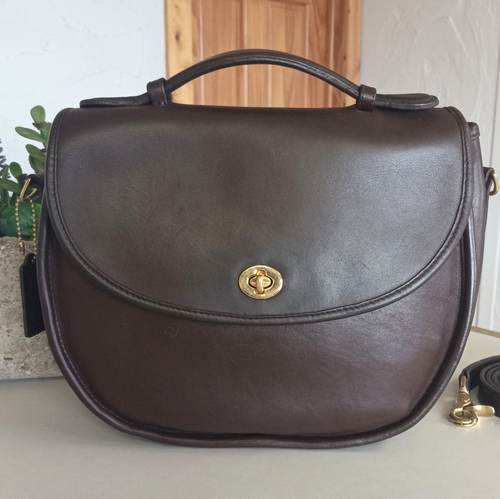 Coach Large Plaza Bag, Pre-1994, Mahogany Brown, Late 1980's - Picture 2 of 16